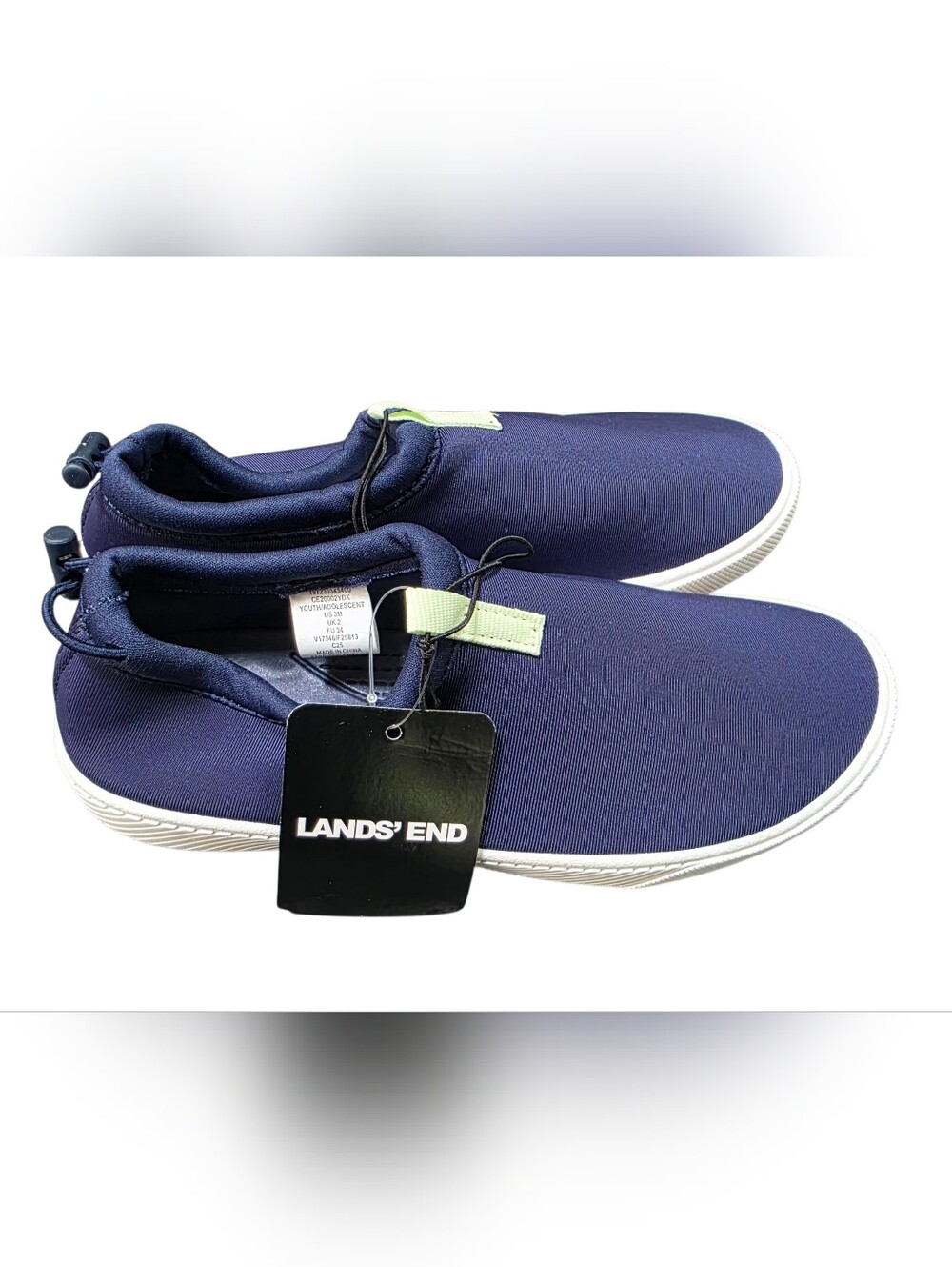 NWT Lands' End Youth Boys Navy Slip-On Water Sneakers (Sz:3M)